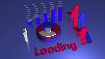 Aufkleber - Abstract graphs and loading inscription. Motion. Round shaped diagram surrounded by graphics and a word loading.