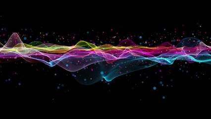 Wall Mural - fantastic video animation with particle wave object in slow motion, 4096x2304 loop 4k
