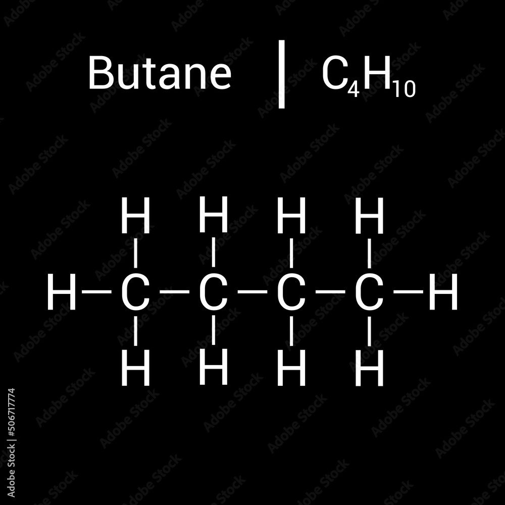 chemical structure of Butane (C4H10) Stock Vector | Adobe Stock