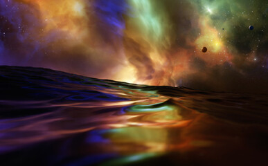 Wall Mural - nebula in outer space, planets and galaxy