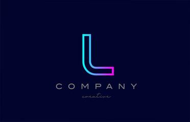 pink blue L alphabet letter logo icon. Creative template for a company or business with line design