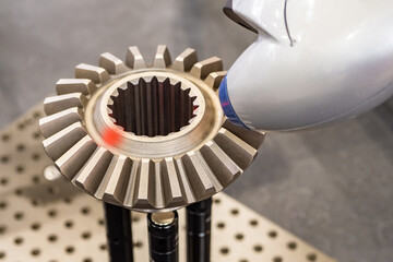 Poster - 3d scanning. volumetric scanning of metal part. three-dimensional scanner. laser scanner. scanning o