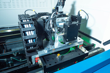 Poster - equipment for pcb soldering. a machine for assembling microchip components on a printed circuit boar