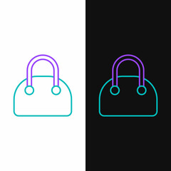 Poster - Line Handbag icon isolated on white and black background. Female handbag sign. Glamour casual baggage symbol. Colorful outline concept. Vector