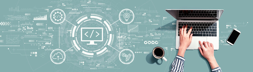 Web development concept with person using a laptop computer
