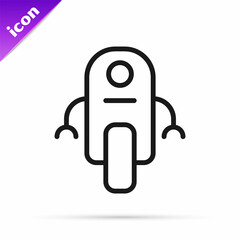 Poster - Black line Robot icon isolated on white background. Artificial intelligence, machine learning, cloud computing. Vector