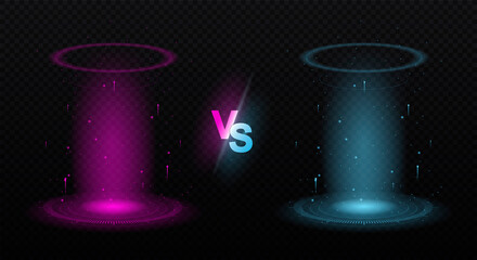 Wall Mural - portals pink vs blue. graphic elements for games, two rivals having duel. play area or arena, pre fi