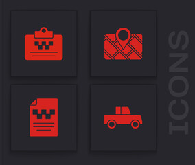 Wall Mural - Set Car, Taxi driver license, Gps device with map and icon. Vector