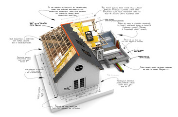 Wall Mural - House construction technical details