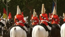 The QUEEN PLATINUM JUBILEE Celebration Gets Underway With Guards Of The Household Division Seen Parading During Trooping The Colour In London