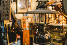 Antiques In The Vintage Shop: Art, Toy Cars, Lantern Lamps, Sculpture, Miniatures, Old Cameras, Televisions, Typewriter, Etc. Kota Lama Semarang (Old Town), Indonesia Antique Store.