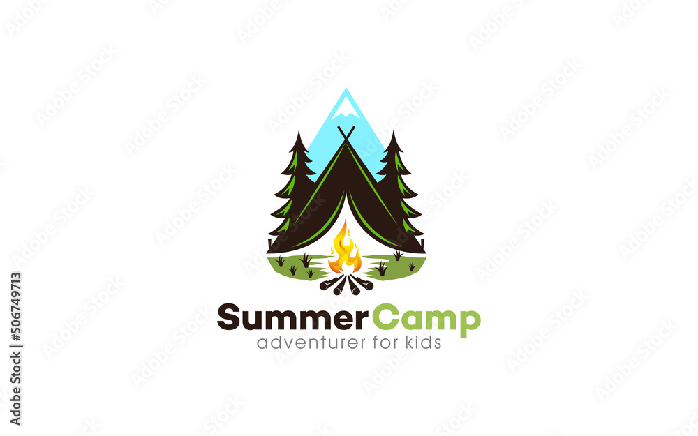Illustration vector graphic of kids summer camp colour full logo design ...