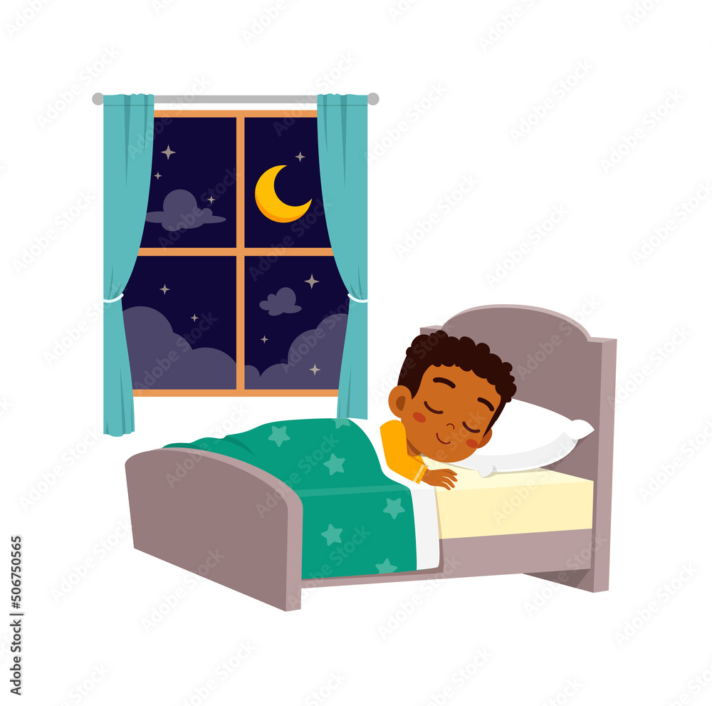 boy sleeping in bed clipart