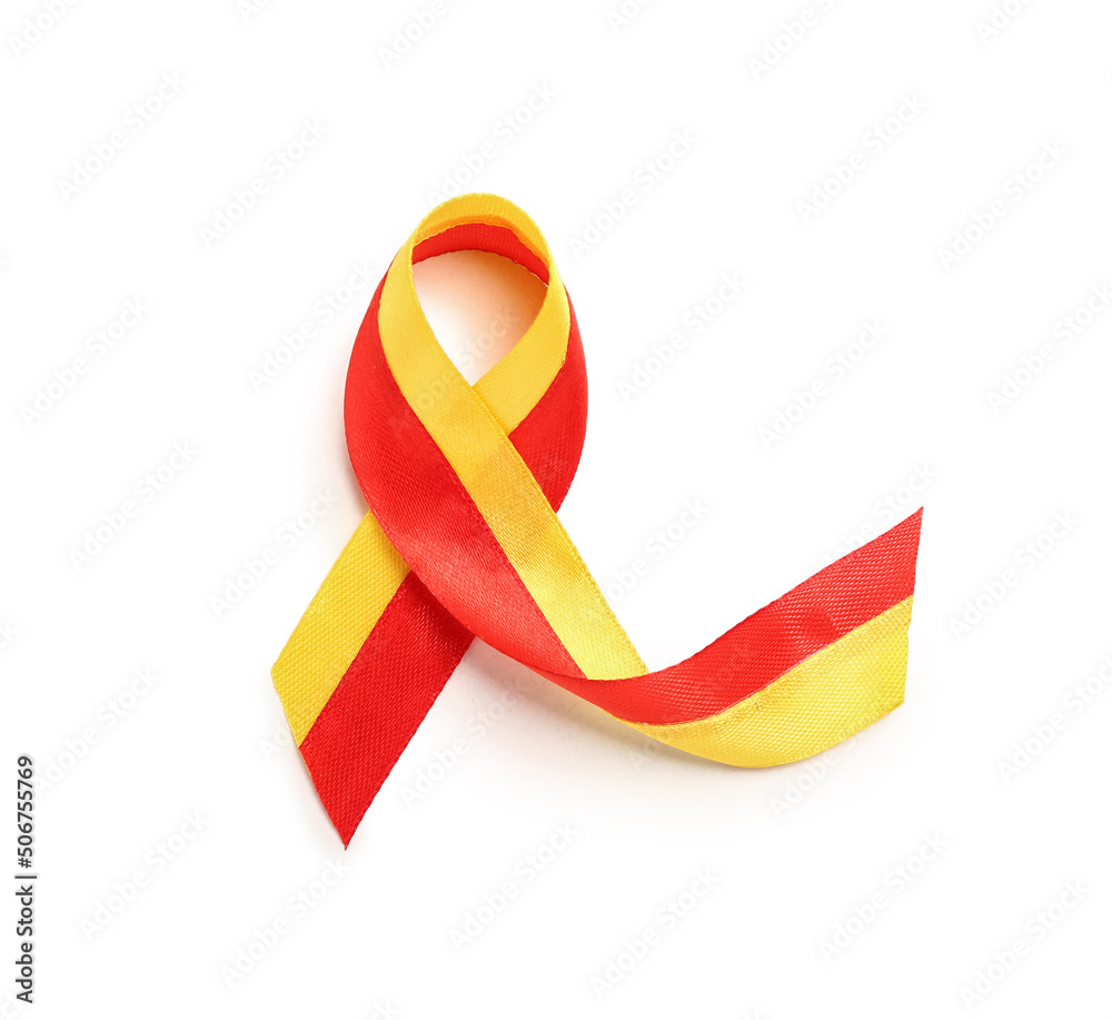 Awareness ribbon on white background. Hepatitis concept