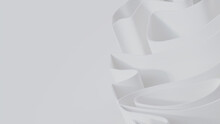 White 3D Ribbons Ripple To Make A Light Abstract Wallpaper. 3D Render With Copy-space.  