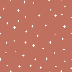 Wall Mural - Star vector seamless pattern. Modern boho kids drawing illustration. Simple nursery prints for textile, apparel, fabric, digital paper design, baby clothes, scrapbooking, cover.