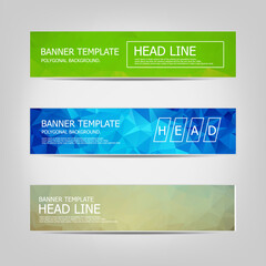 Wall Mural - Vector banners set with polygonal abstract triangles. Abstract low poly banners. Set of vector business card templates. abstract low poly background.