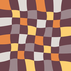 Poster - Retro tiles are curved and simple. Simple tiled cells bent and seamless decor minimal pattern.