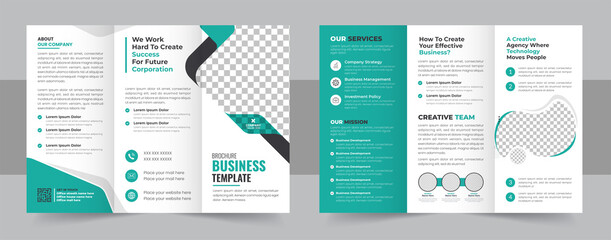 Corporate business trifold brochure template, Creative and Professional tri fold brochure design.