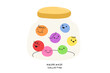 Colorful happy faces in the jar with 