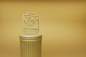 Poster - Beautiful abstract illustrations golden Old Audio Recorder music symbol icons on a golden column and wonderful background. 3d rendering illustration. Background pattern for design.