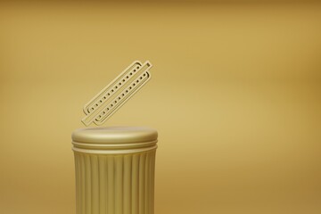 Poster - Beautiful abstract illustrations golden One Harmonica music symbol icons on a golden column and wonderful background. 3d rendering illustration. Background pattern for design.