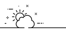 Partly Cloudy Line Icon. Sun, Sky, Cloud, Day, Overcast, Cool, Weather Conditions. Nature Concept. One Line Style. Vector Line Icon For Business And Advertising
