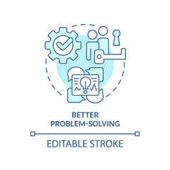 Better problem-solving turquoise concept icon. Workplace diversity advantage abstract idea thin line illustration. Isolated outline drawing. Editable stroke. Arial, Myriad Pro-Bold fonts used