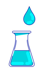 Poster - Laboratory conical flask semi flat color vector element. Full sized object on white. Lab glassware. Chemical reaction simple cartoon style illustration for web graphic design and animation
