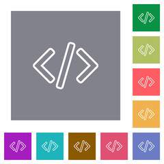 Sticker - Script code square flat icons