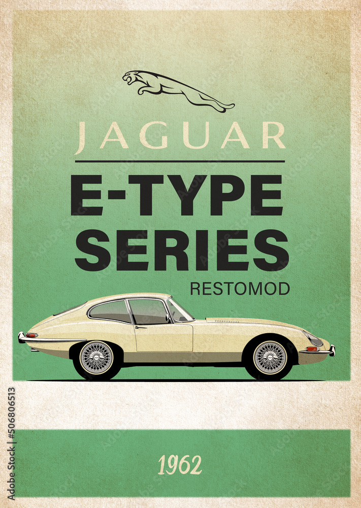 Affiche Jaguar Type E - Pop Art Moderne Minimal - 4 Tailles Disponibles