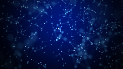 Poster - Digital shield Icon security connection, Technology blue color abstract background, Network structure, 3D rendering