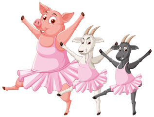 Canvas Print - Farm animals dancing ballet