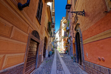 Acqui Terme, Piedmont - June 28, 2021: historic center of the city of Acqui Terme on a summer afternoon