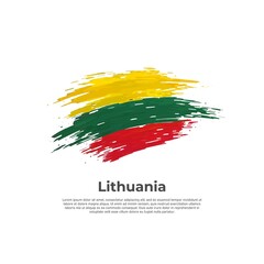 Wall Mural - Lithuania flag. Brush strokes. Brush painted lithuanian flag on a white background. Vector design national poster, template. Place for text. State patriotic banner of lithuania, cover. Copy space