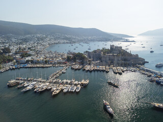 Canvas Print - Awesome aerial view of Bodrum Marina and Bodrum Castle, Turkey