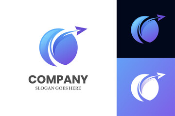 modern color agency travel check business logo. transport, logistics delivery logo design