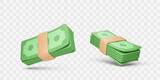 Fototapeta  - Bundle of dollar banknotes. Money stack in realistic cartoon style. Business and finance design element