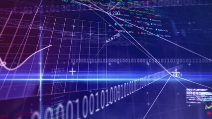 Poster - Animation of financial data processing with binary coding over grid