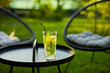 © Viktoriia - Top view Summer citrus lemonade with reusable metal straws on the black table outdoor, party in a backyard house with сold drink, summertime, eco friendly drinking straw.