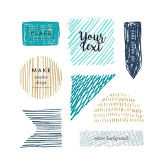 Aufkleber - Hand drawn color elements for design. Vector backgrounds