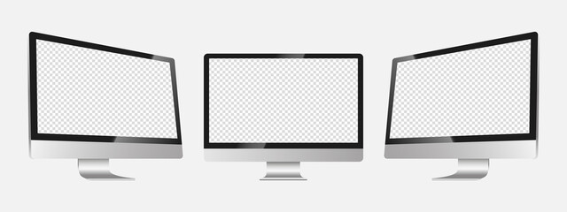 Aufkleber - Realistic Mockup computer. Screen monitor display on thre sides with blank screen for your design. Realistic vector illustration EPS 10