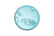 © Inna Dodor - Abstract petri dish with cosmetic or medical liquid isolated on white background top view. Science cosmetic laboratory concept.