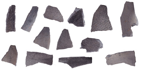 Poster - set of slate pieces isolated on white background