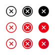 delete button flat icon set
