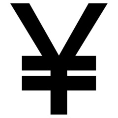 Wall Mural - Yuan CNY Chinese currency sign silhouette in front view isolated on white background. Currency by the Central Bank of China.