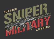 Military Sniper Poster Vintage Colorful