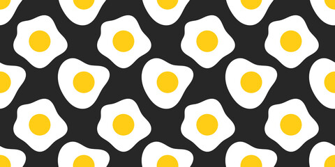 Wall Mural - Fried eggs seamless food pattern. Breakfast.