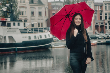 girl with red umbrella