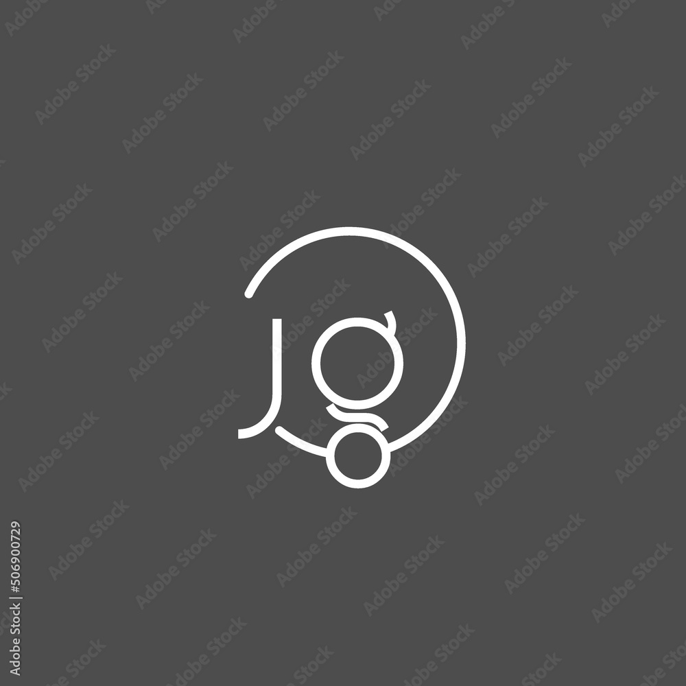 Letter JG logo monogram with circles line style, simple but elegant ...